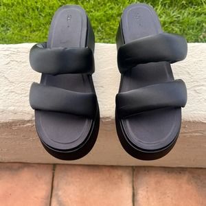 Unique Zara Chunky Black Clog Open Toe Sandal EUR 41 US 10 MSRP $75